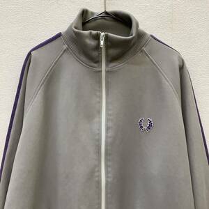 FRED PERRY 80s フレッドペリー トラックジャケット ジャージ ポルトガル製 グレー パープルライン ヴィンテージ 古着 size L 79815