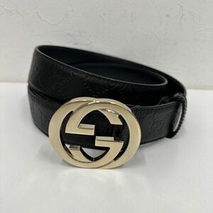 ⑰GUCCI グッチ ベルト BLK ブラック レザー 114876 493949