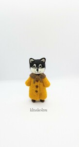  dog coat dog black . wool felt hand made miniature kinako