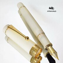 ◆●万年筆【JINHAO/ジンハオ】Century 100 セミクリア ホワイト 太軸 アクリル軸 両用式 滑らかな書き味 F 細字 白軸 新品 1円～/JH165WH_画像3