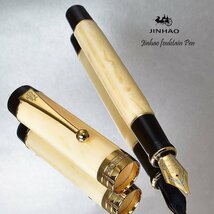 ◆●美工筆 万年筆【JINHAO/金豪】100 アイボリーマーブルGT アクリル軸 太軸 両用式 滑らかな書き味 大型ニブ 新品 1円～ /JH87美工_画像1