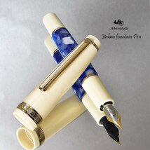 ◆●万年筆【JINHAO/ジンハオ】82ミニ/mini シーブルー 青モザイク BLUE アクリル軸 両用式 EF 極細 携帯 新品 1円～/JH166SBL_画像3