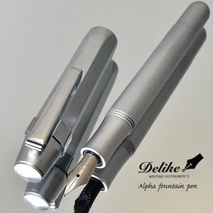 ◆●【DELIKE/ディライク】ALPHA 真鍮万年筆 スタイリッシュなボディ 金属製 グレー Grey 重厚感 EF(極細) コンパクト 両用 新品 /ALGY-EFS