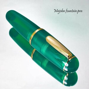 *^[MAJOHN/ end Takumi ]Q1 acrylic fiber very thick axis fountain pen Mini size transparent clear green F small character I Drop . go in type demo high capacity new goods 1 jpy ~/MO50CGR