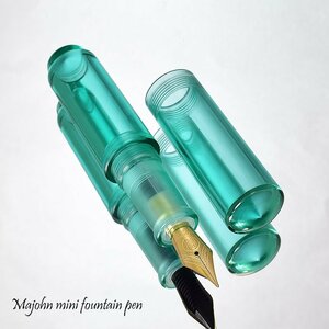** fountain pen [MAJOHN/ end Takumi ] Mini fountain pen ~ dark green ~ transparent F small character cartridge type * I Drop type compact 1 jpy ~ green new goods /MWDG#