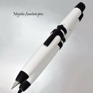 *^[MAJOHN/ not yet Takumi ]A3 knock type fountain pen white × black EF superfine cap. not storage storage both for type spuit attaching new goods white 1 jpy ~ /MA3-WHBK