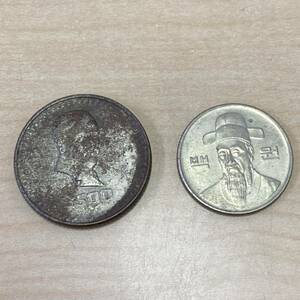 【TM0503】 海外 硬貨 2枚 まとめ メキシコ ペソ 韓国 ウォン 外国 コイン キズあり 汚れあり 錆あり コレクション