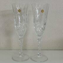 【S0429】菊紋 ペアグラス ワイングラス シャンパングラス グラス クリスタル 食器 ガラス 2客 _画像1