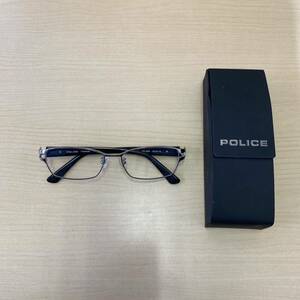 【TK0505】 POLICE ポリス 度入り 眼鏡 VPLA99Jメタルフレーム フルリム アイウェア ケース付き キズあり 汚れあり メガネ 