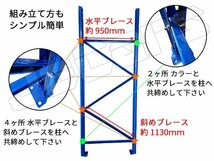 パレットラック スチールラック 重量棚 パレット棚 耐荷重 1000Kg スチール製 倉庫 物流センター 製造工場 自動車整備工場 などに 単体_画像4