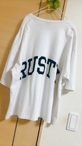 美品★バックロゴRUSTYゆったりビックシルエットTシャツ★Ｌサイズ白★ラスティ