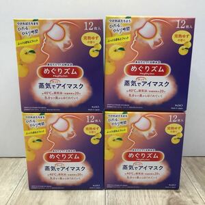 289 N めぐりズム 蒸気でホットアイマスク ゆず 完熟ゆずの香り 12枚入り × 4箱 セット Kao 花王 中古 未使用 未開封