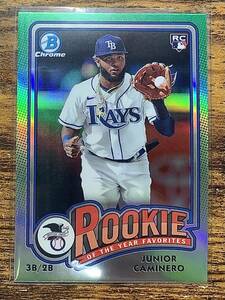 【100円スタート】Topps 2024 Bowman chrome Junior Caminero Rookie Of The Year Refractor Tampa Bay Rays