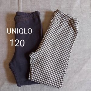 UNIQLO ベビー キッズ レギンス 2枚セット　120サイズ ギンガムチェック　デニム