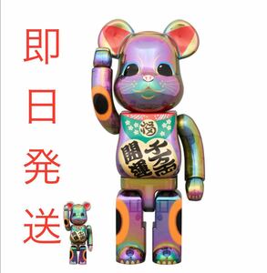 新品未開封BE@RBRICK 招き猫 開運・千万両 黒透明メッキ 100％ & 400％ ベアブリック メディコム・トイ