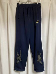  Asics asics jersey pants warm-up pants O size navy × Gold XAT232