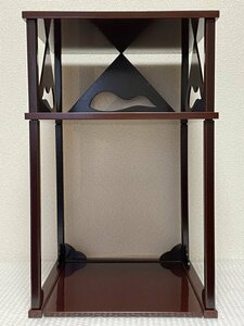 茶道具 【 泰軒作 溜塗 一閑鱗透 二重棚 】 高さ 約52.5cm ▼紙共箱難有 ■ 茶道 茶棚 漆 漆芸 木製 ■ 茶道家所蔵品 駒A 松847