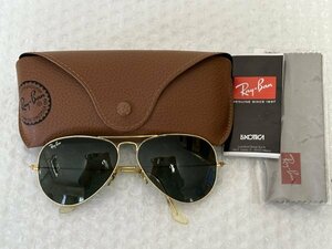 B&L RAY-BAN ボシュロム レイバン 70-80s USA アビエーター サングラス アイウェア ゴールドカラー レンズグリーン 佐004