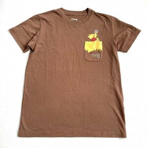 くまのプーさん ディズニー Tシャツ Mサイズ レディース ブラウン プーさん 半袖 コットン ポリエステル 古着 プリント 茶色