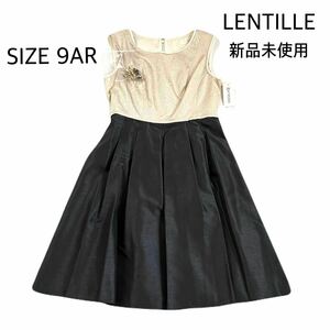 未使用 タグ付き LENTILLE ランティーユ スコットクラブ ドレス ワンピース ノースリーブ リボン パーティードレス 結婚式 二次会