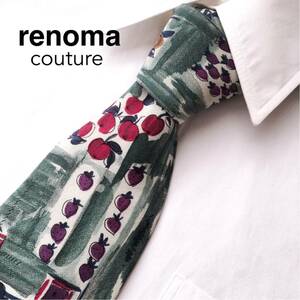 レノマ renoma シルク ネクタイ 絹 100% ビジネス カジュアル フォーマル レギュラータイ メンズ グリーン ブランドネクタイ イタリア製
