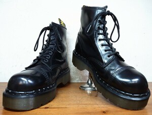 【送料無料/英国製】Dr.Martens/ドクターマーチン クレイジーボム 8ホールブーツ UK8 26.5-27cm相応 厚底 ENVYソール made in england 黒