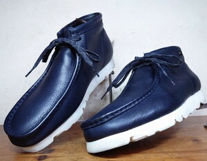 【数回履き程度/送料無料】Clarks/クラークス GORE-TEX ワラビーブーツ UK9G 27.5-28cm相応 ネイビー 紺 ゴアテックス