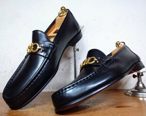 【試し履きのみ/送料無料】ITALY製 Salvatore Ferragamo/フェラガモ FIRENZE ガンチーニ ビットローファー US9D 27cm相応 ブラック 黒