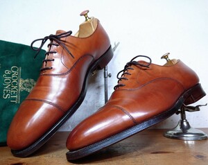 【美品/送料無料】英国製 CROCKETT&JONES/クロケット&ジョーンズ CONNAUGHT 236Last ストレートチップ 81/2E 27cm相応 茶/cheaney church's