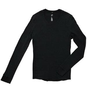 定価1.7万 wjk smokey waffle L/S C-neck cut&sew Lサイズ 黒　スモーキーワッフル長袖クルーネックカットソー akm ジュンハシモト 1piu