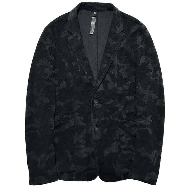 定価5.5万 wjk CAMO JACQUARD TAILORED JACKET S 黒 カモジャガードテーラードジャケット akm 1piu ジュンハシモト