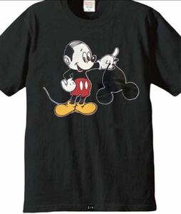 【送料込み】バーコードミッキー 黒XLサイズ Tシャツ ネタT おもしろ 大阪名物 なんでやねん ギャグ ネタ ウケ パロディ ハゲ ディズニー