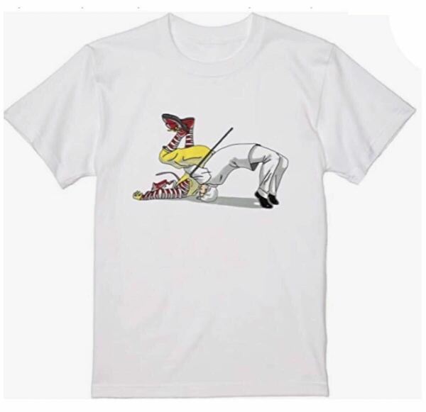 【送料込み】カーネルVSドナルド バックドロップ白 Sサイズ Tシャツ ネタT おもしろ 大阪名物 なんでやねん ギャグ ネタ ウケ パロディ