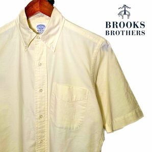 BROOKS BROTHERS ブルックスブラザーズ　半袖ボタンダウンシャツ　イエロー　黄色　無地　メンズ　夏　M 14 1/2