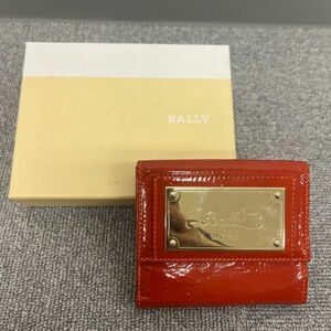 F609-SB2-1129 ◎ BALLY バリー 二つ折り財布 エナメル 赤 箱付き