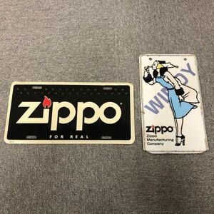 F319-I58-1945 ★ Zippo ジッポ メタルサイン サインボード サインプレート ナンバープレート型 2枚セット インテリア アンティーク