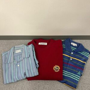 G655-I58-2308 Burberrys バーバリー メンズ セーター 赤 ラムウール 半袖シャツ ポロシャツ Ｍサイズ