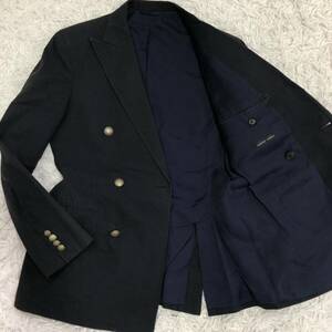 麻布テーラー azabu tailor ダブル 紺ブレザー テーラードジャケット コットジャケット アンコン 背抜き ネイビー紺 日本製 金ボタン 