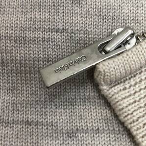 美品 Calvin Klein カルバンクライン ジップアップ ブルゾン キルティング ワッフル柄 ロゴジップ メンズ ベージュ系 Mサイズの画像9