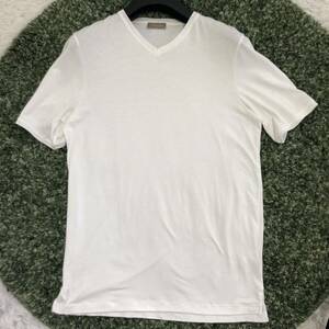 美品 cruciani クルチアーニ Tシャツ Vネック カットソー コットン混 ホワイト 白 サイズ48(L相当) 薄手 春夏