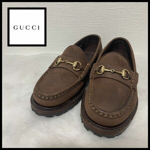 グッチ GUCCI レザー　スエード　ビットローファー　ゴールド金具