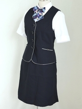 13号 SUNPEXIST 濃紺 事務 新品 ◆ OL制服 / 事務服 ◆ ベスト,スカート,ジャケット 上下セット,新品ブラウス,新品リボンのオマケ付_画像3