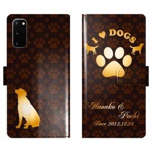 Galaxy S20 5G SC-51A SCG01 SC51A 手帳型 犬 肉球 I LOVE DOGS 名入れ ケース カバー