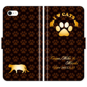 iPhone6s iPhone6 手帳型 iPhone 6s 6 猫 肉球 猫柄 I LOVE CATS 名入れ ケース カバー