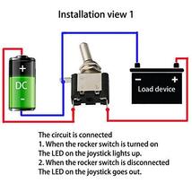 ONOFF SPST レッドカバーロッカートグルスイッチ LED搭載 20A 12V 3極タイプ DC ミサイルスイッチ 赤色 3_画像4