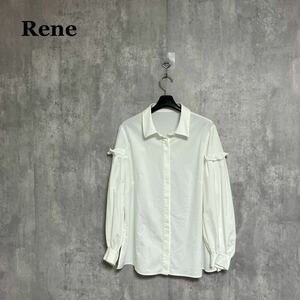 Rene パール 長袖シャツ 38 ホワイト ルネ