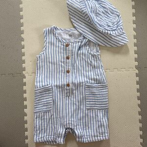 baby GAP ストライプ くまさん ロンパース 帽子セット 70cm