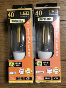 LED電球 フィラメント シャンデリア球 E17 40形 調光器対応 電球色 クリア 全方向｜LDC4L-E17/D C6 2個セット