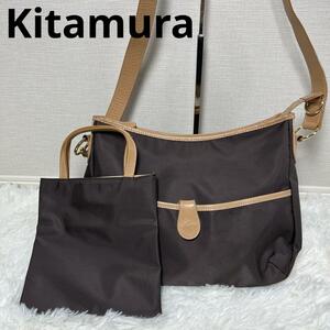 Kitamura キタムラ ショルダーバッグ 2way ナイロン ブラウン