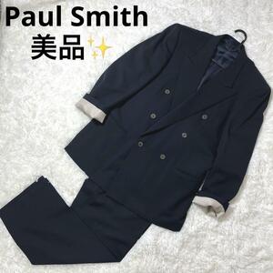 [ редкий товар ]Paul Smith двубортный костюм темный темно-синий общий обратная сторона 6B